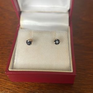 Blue sapphire 14k gold studs